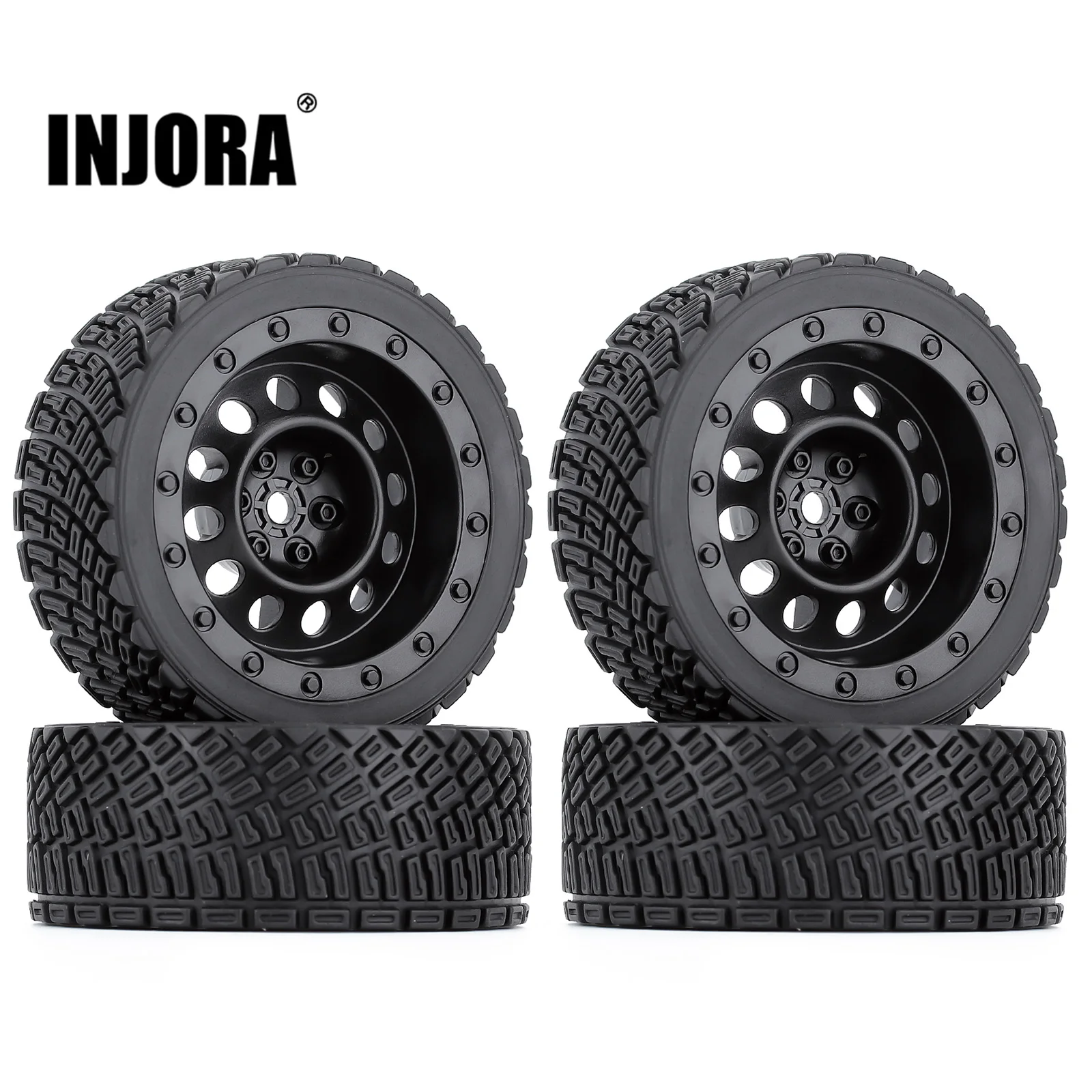 

INJORA 4PCS 66*25MM Rubber Wheel Tires for 1/10 Rally RC Car HSP RGT LC RACING PTG-2 Tamiya TT02
