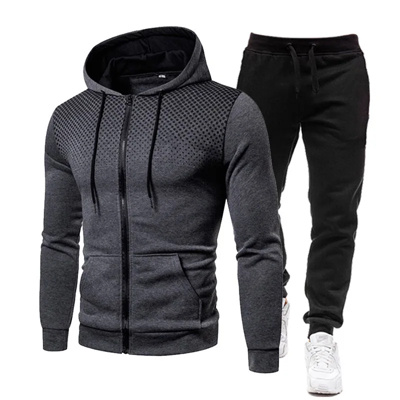 2023 European and American sweatshirt set, zipper shirt + trousers 2-piece set hooded sports suit