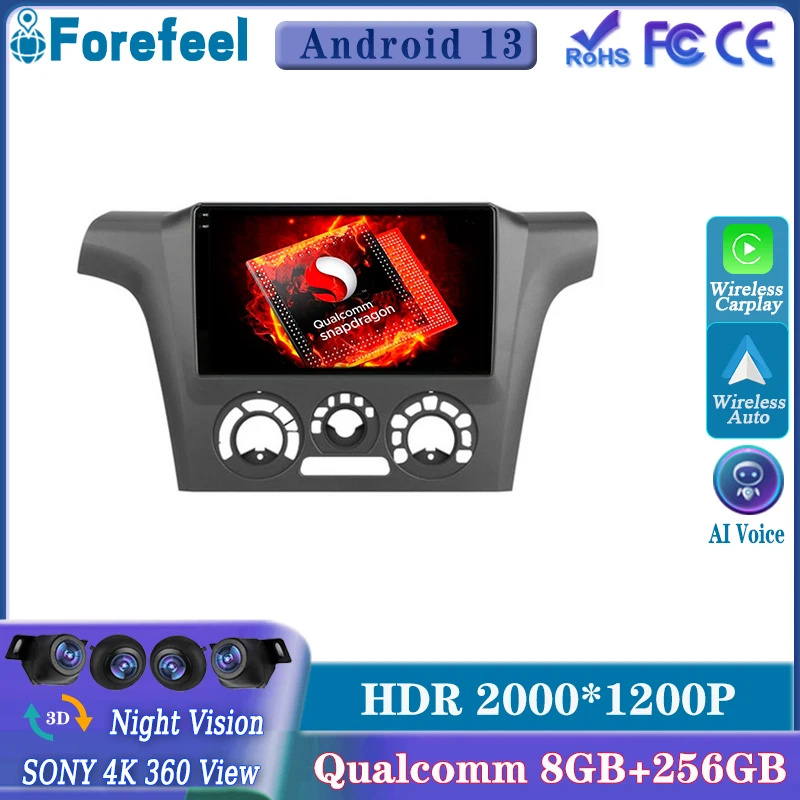 

Android 13 Qualcomm для Mitsubishi Outlander 1 2002-2008, мультимедийный автомобильный плеер, GPS-навигация, 2DIN радио, сенсорный экран, QLED GPS