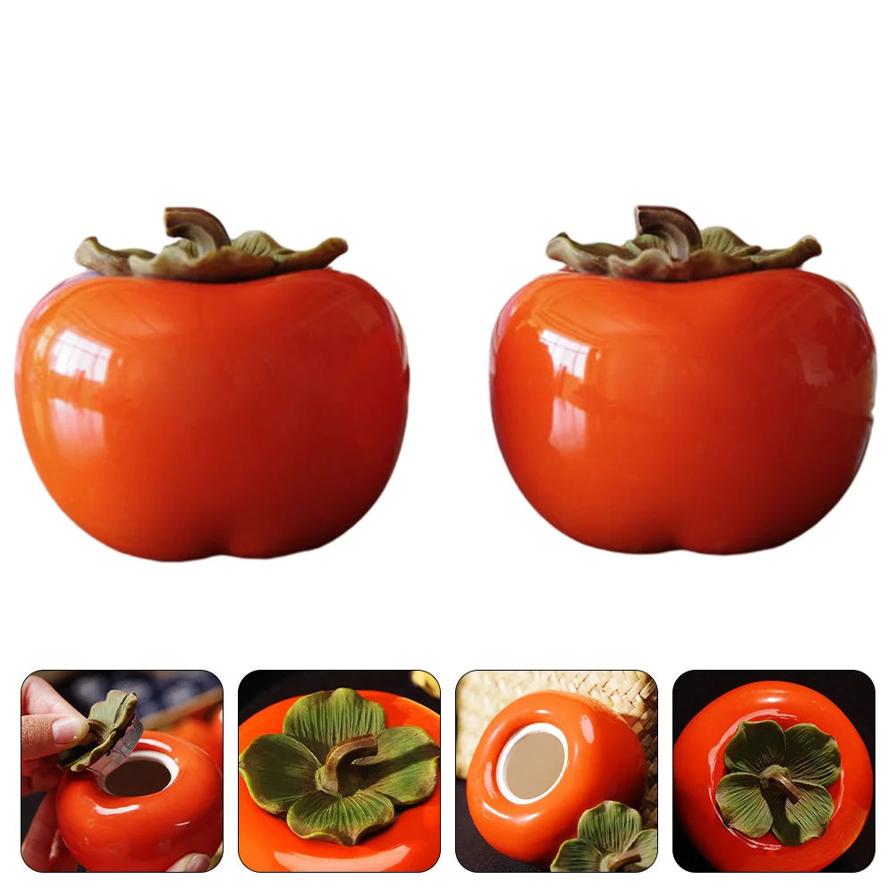 

Tea Ceramic Jar Canister Storage Sealed Container Airtight Coffee Food Persimmon Lid Sugar Can Kitchen Tin Bowl Crock Set