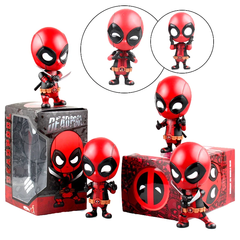 Marvel Anime Hot Toys Cosbaby Deadpool Mini PVC miniAction Figure Qversion Collectible Modelsuper hero Toy Bobble Head Doll 8cm