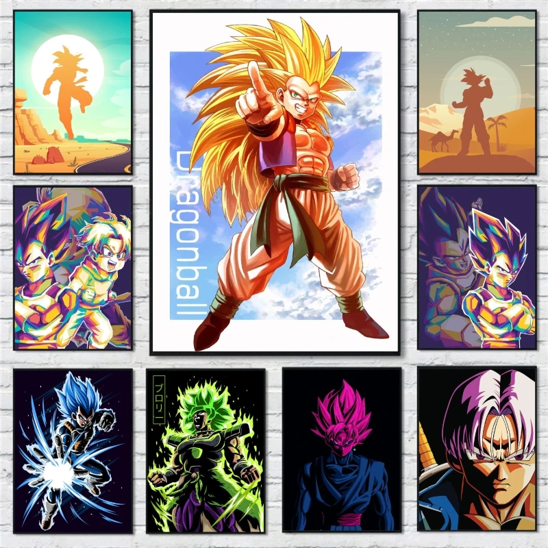 Классический аниме Dragon Ball Son Goku Vegeta IV Kuririn Холст Плакат Картина Кухня Стена