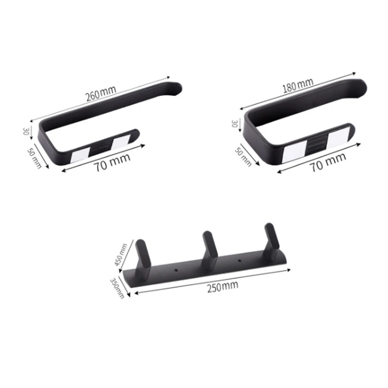 Настенная вешалка для полотенец алюминиевая черная матовый черный держатель