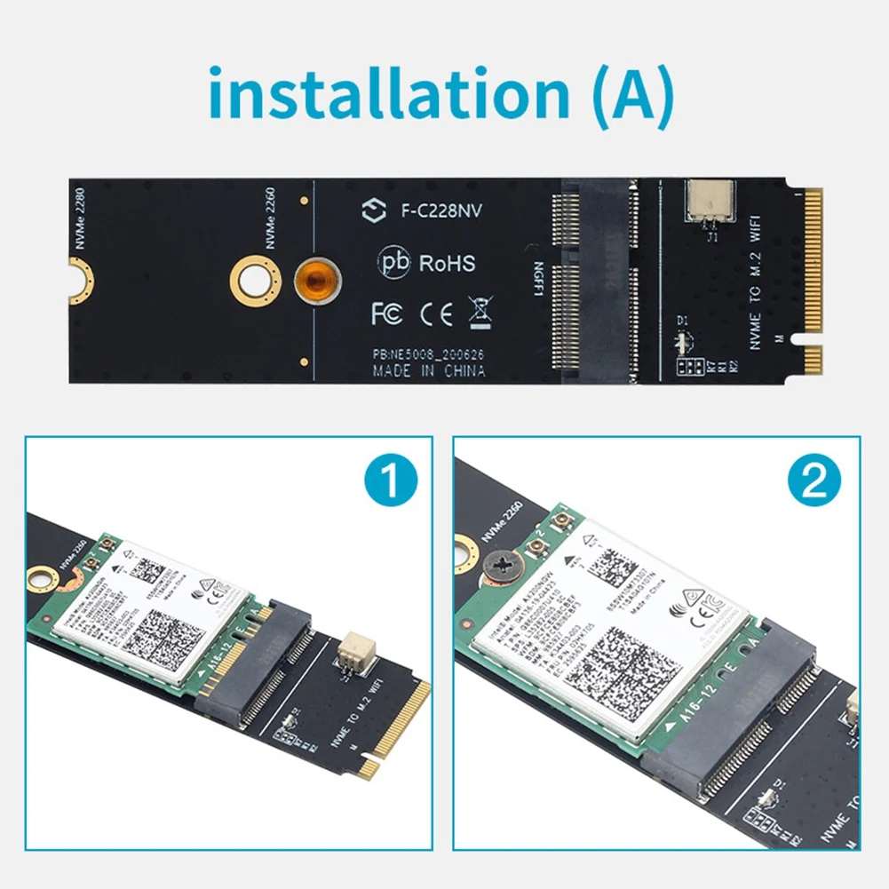 Беспроводной адаптер M.2 A+E Key Slot to M Wi-Fi Bluetooth для AX200 9260 Bcm94352Z Card NVMe PCI Express SSD Port