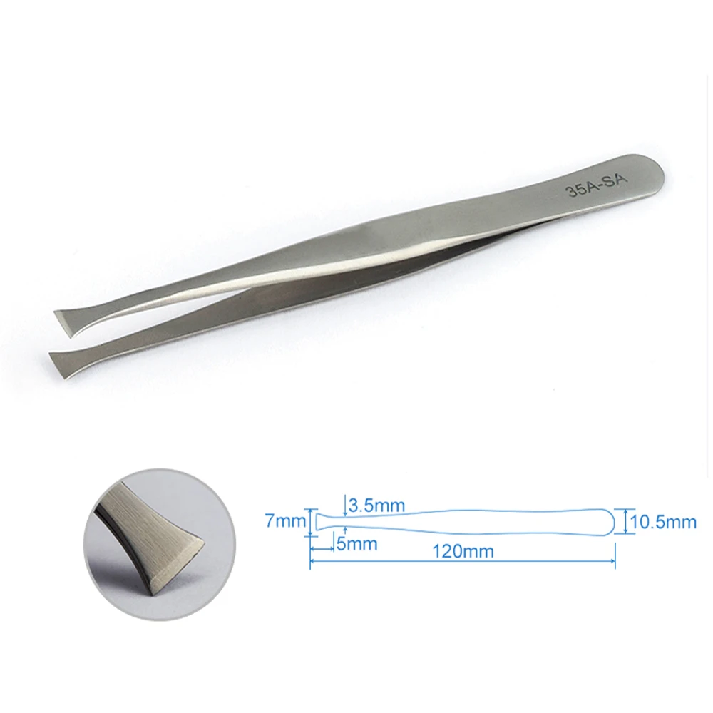 Прецизионный штамп из нержавеющей стали, пинцет с круглым плоским ртом, деформированная головка, короткий изогнутый зажим, философский инструмент, скрепка для бумаги в форме лопаты