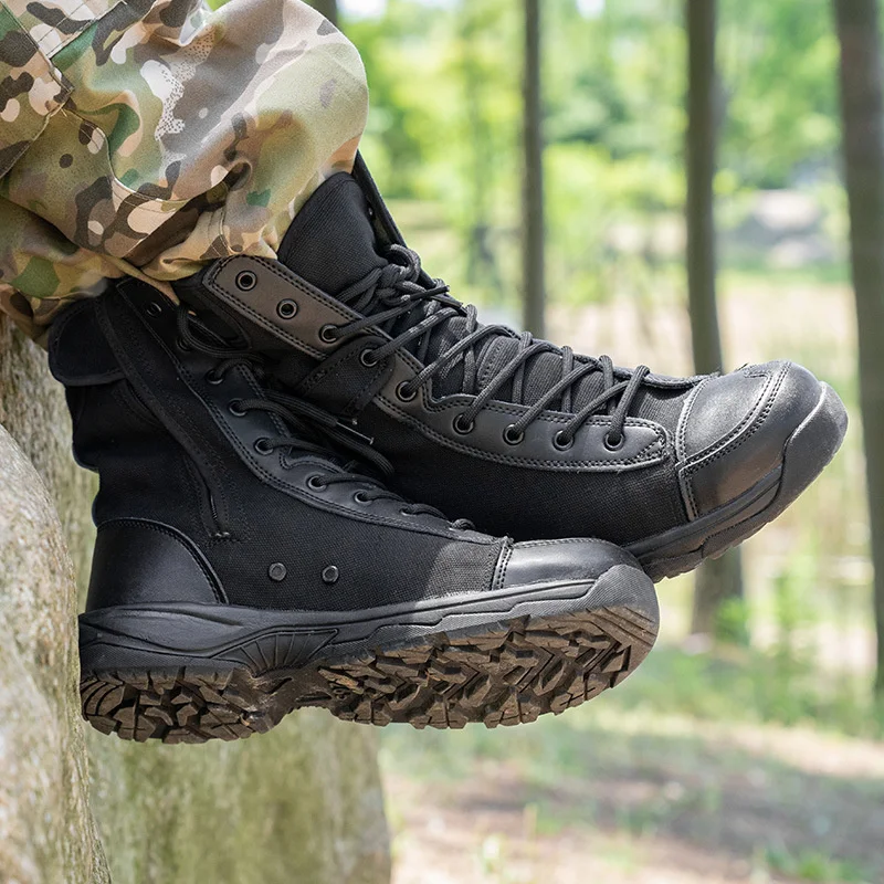 

36-46Size Men Women Military Training Canvas Shoe Outdoor Sport Wearproof Breathable Tactical Boots Summer Climbing Hiking Shoes