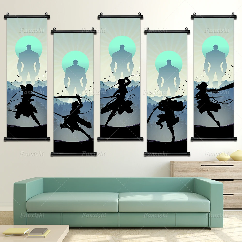 

Scroll Hanging Painting Anime Poster Attack On Titan Eren Yeager Ymir Wall Art Modular Pictures Print Canvas Home Decor Cuadros