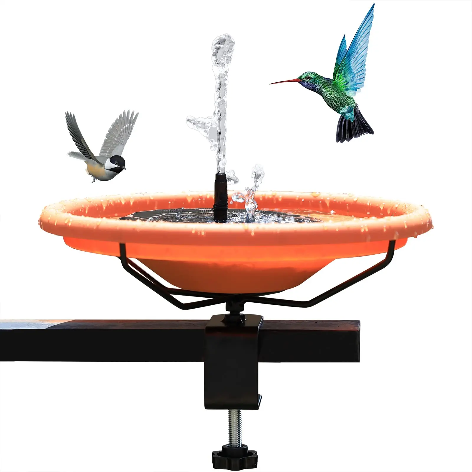 

Bird Bath Bowl 2.5W Solar Fountain Set Deck Mounted with Sturdy Clamp, Detachable and Suitable for Bird Bath, Garden Decoration,
