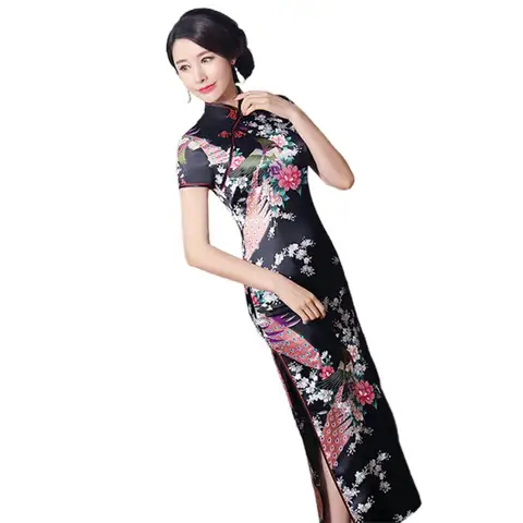 Женское платье-Ципао в китайском стиле, Летнее Длинное сексуальное платье большого размера