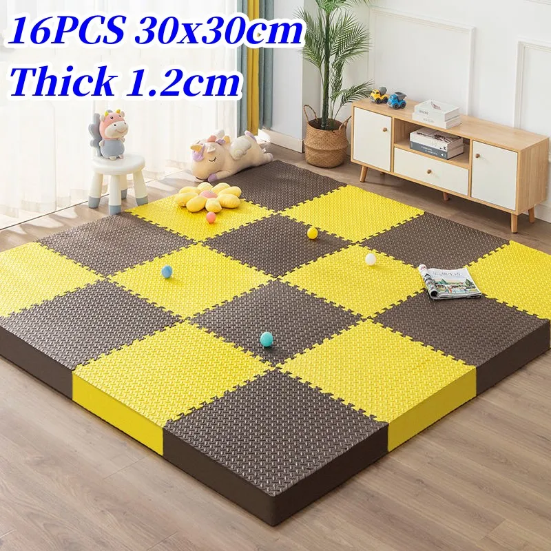 Baby Play Mat Baby Activity Gym Play Mats 16PCS Playmat Thick 12mm 30x30cm Game Mat Baby's Floor Game Mats Foot Mat Puzzle Mat