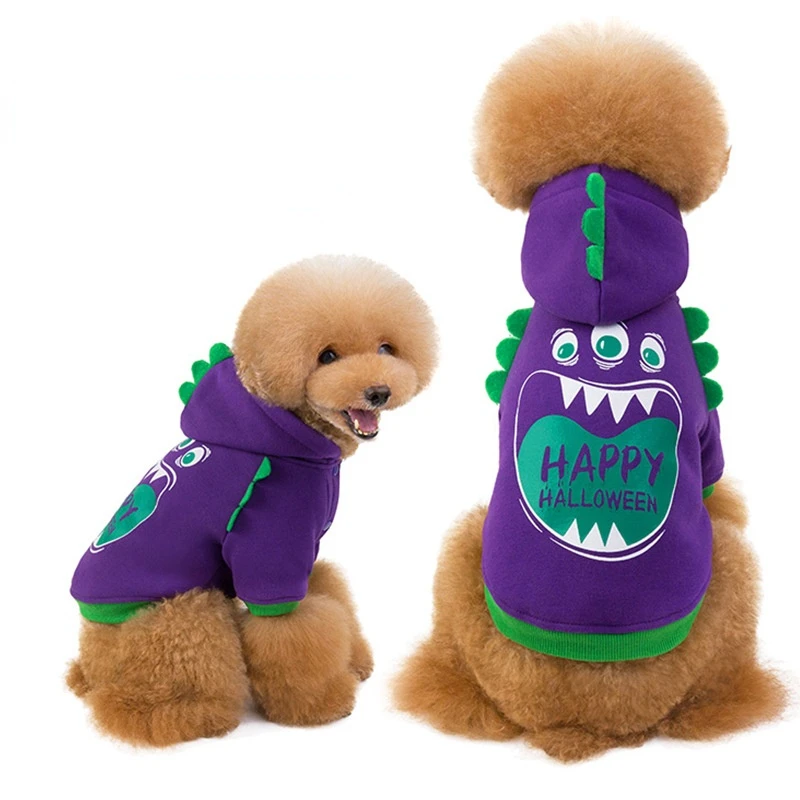 

Pet Clothing Cartoon Monster Hoodies Clothes for Dog Small Costume Letter Print Happy Hallowmas Cute Autumn Winter Collar Perro