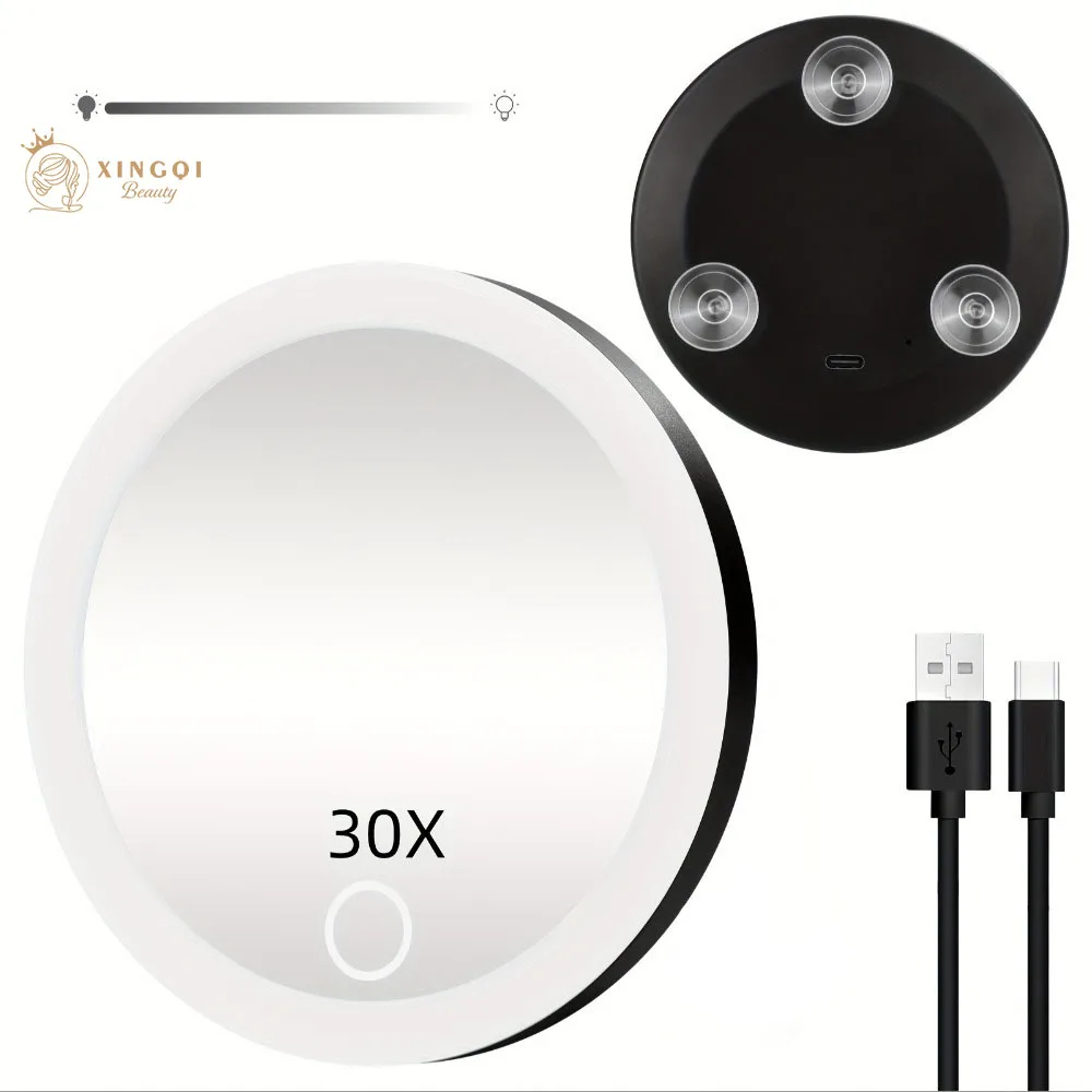 Дорожное зеркало для макияжа со светодиодной лампой маленькое косметическое с