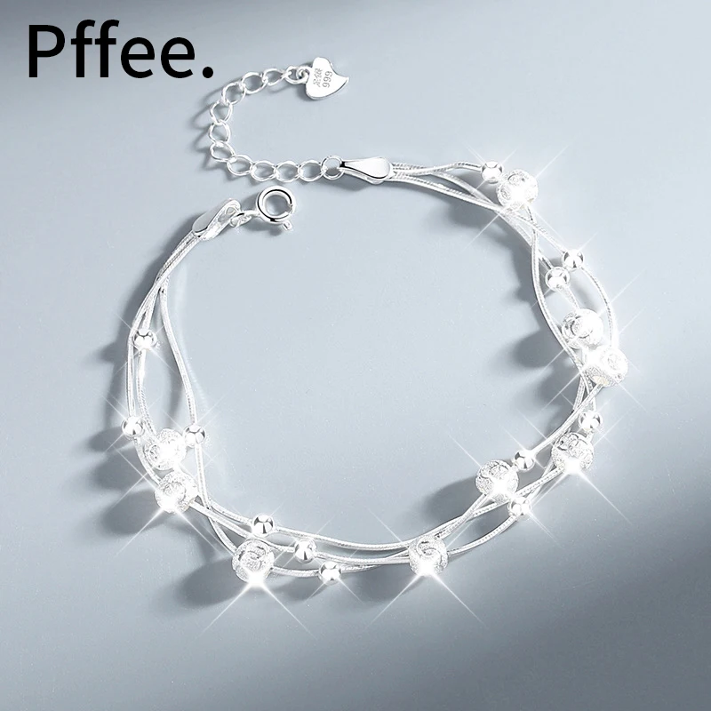 Купи Silver 999 Certified Beads Bracelet For Women Lucky Charms Chains Female Girls Ladies Chain Bracelets Luxury woman jewelry Gift за 1,139 рублей в магазине AliExpress