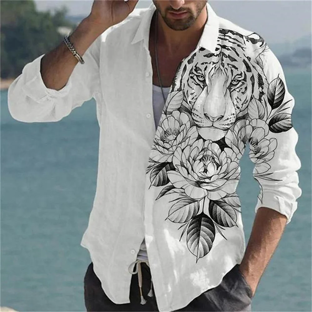 

Fashion Cool Phoenix Print Men's Shirts Cool 3d Digital Printing Tops 2022 Autumn New Casual Long Sleeve Clothes for Men S-4XL