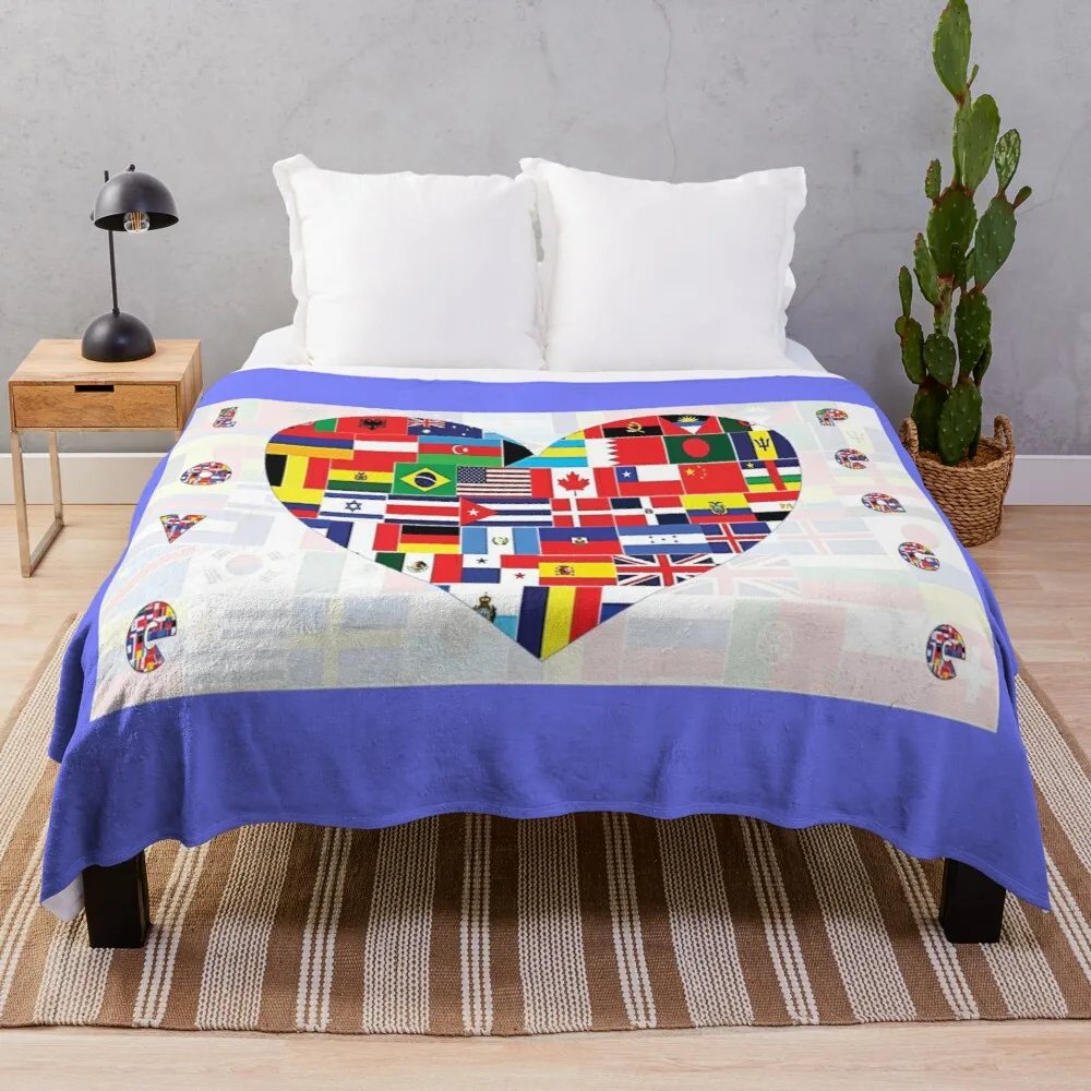 

Blanket King Queen Size Super Soft Lightweight for Bed Sofa Couch Blanket Good Gift for Kids Girls Boys World Flag Flannel Throw