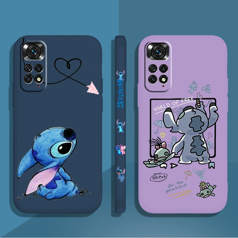 

Disney Cute Stitch Lilo Angel Phone Case For Xiaomi Redmi Note 11 11S 10 10S 9 9S 9T 8 8T 7 5 Pro Plus Liquid Left Rope Cover