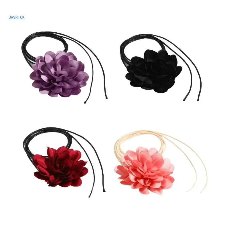 

Flower Tie Necklaces Flower Chokers Flower Strap Necklace Fabric Material