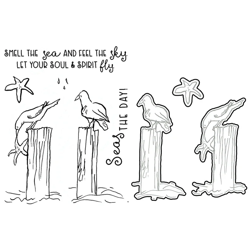 Новинка 2023 деревянные прозрачные штампы в виде чайки с животными и