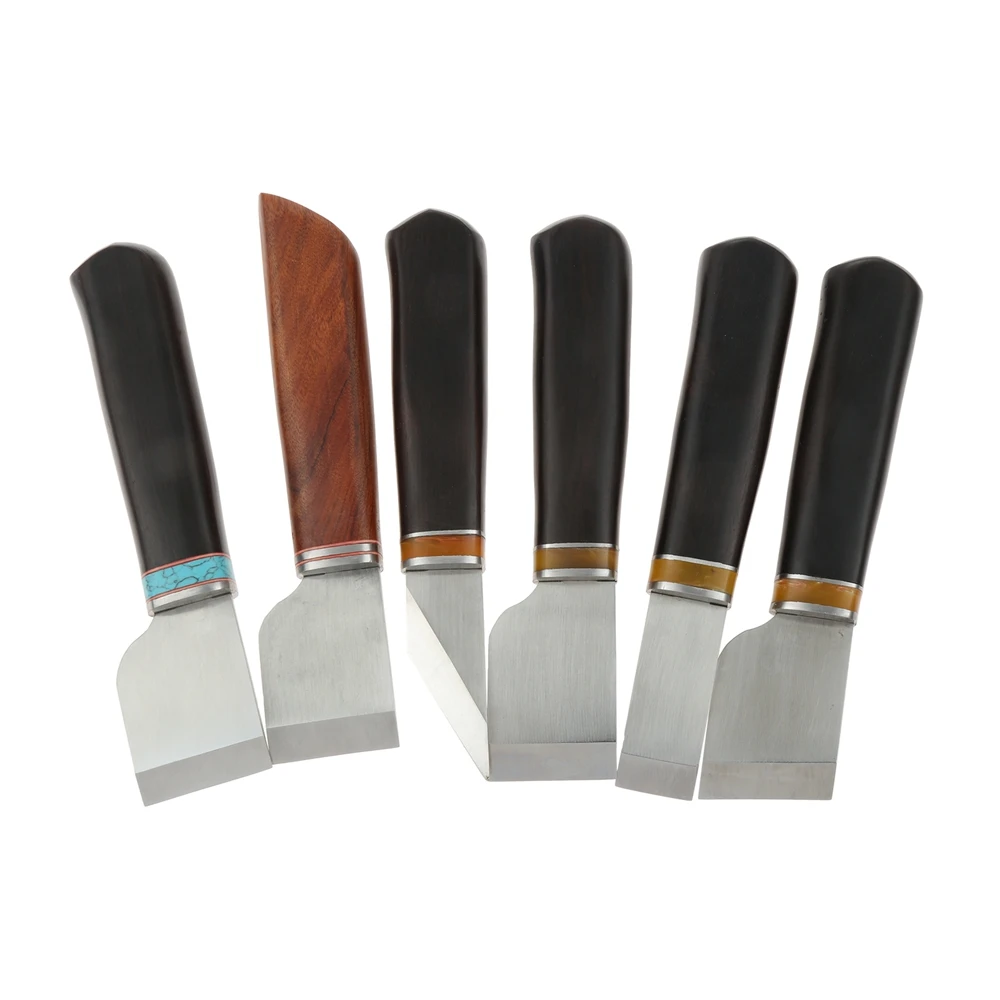 

1pc DIY Craft Leather Cutting Knife with Wooden Handle High Speed Steel Blade Skiving Tool Leather Trimming Carving Knife