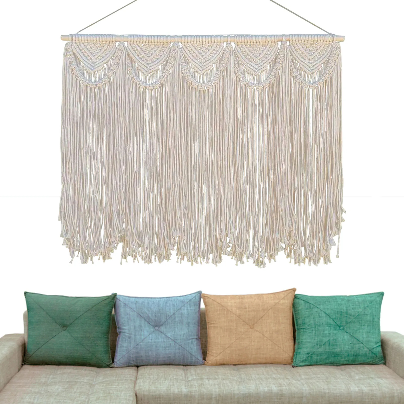 

Large Macrame Wall Decor Macrame Wall Hanging Tapestry With Tassels Woven Boho Fring Tapestry Handmade Decoration For Apartment