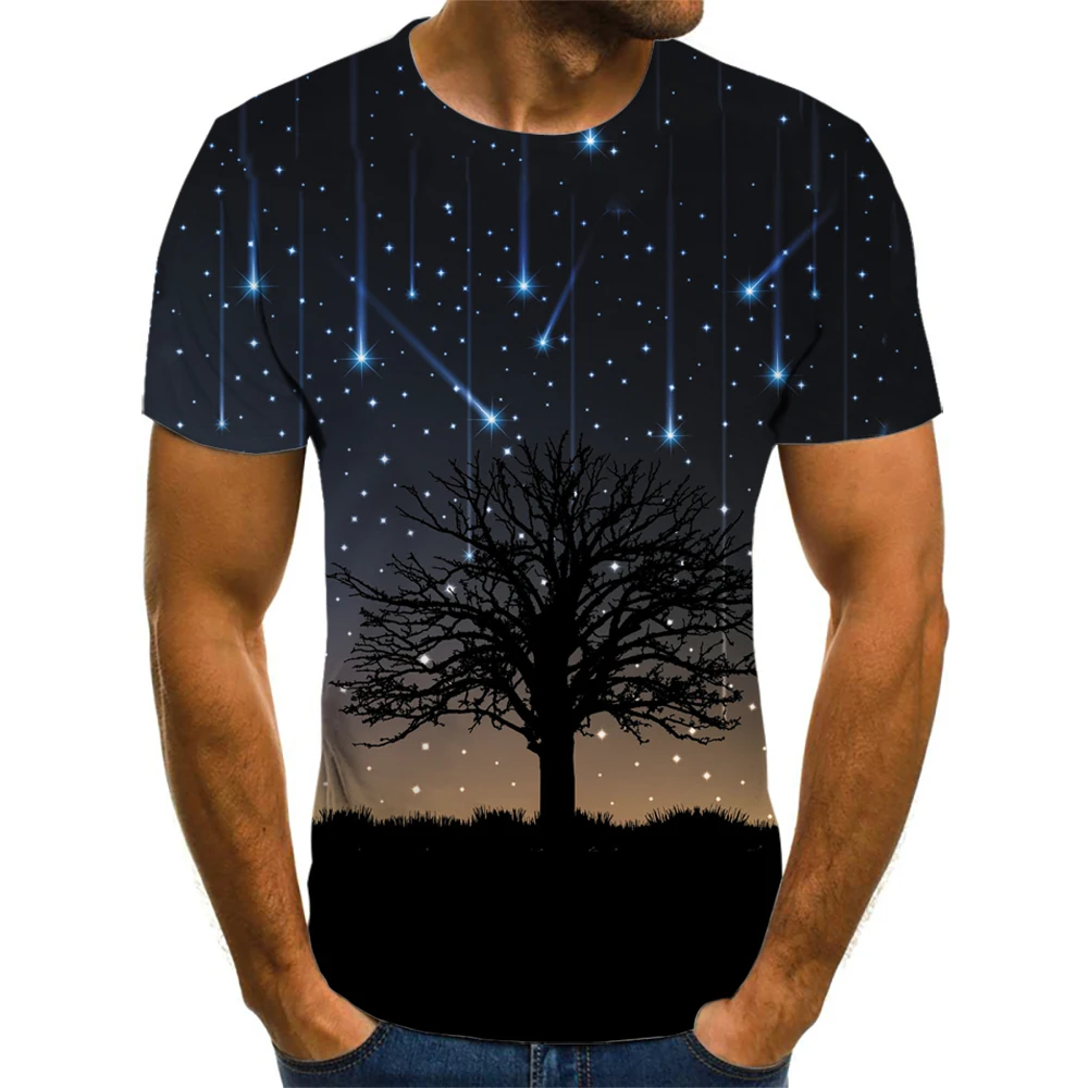 

Starry Sky Night Graphic T Shirts For Men Clothing Camisetas Tops Tee Ropa Hombre Streetwear Camisa Masculina Verano Roupas Kosz
