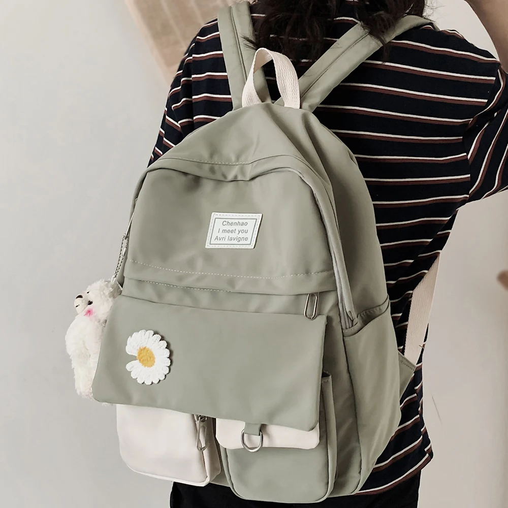 

Girl College Student Backpack Cute Flower Nylon Women School Bag Lady Kawaii Backpack Female Fashion Bags Book Trendy Travel New