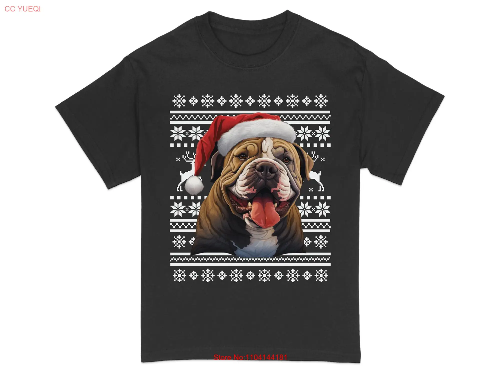 Рождественская футболка с милым бульдогом праздничная шапка для любителей собак