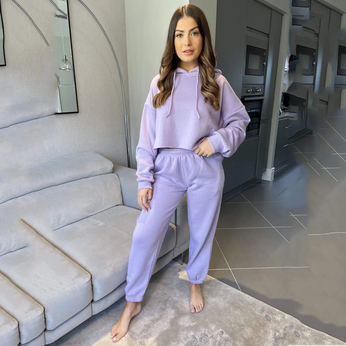 Женские комплекты из двух предметов просторная флисовая одежда с длинными