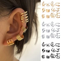 tobilo gold silver color leaves ear cuff non piercing clip earrings for women men fake cartilage earring wedding jewelry gifts