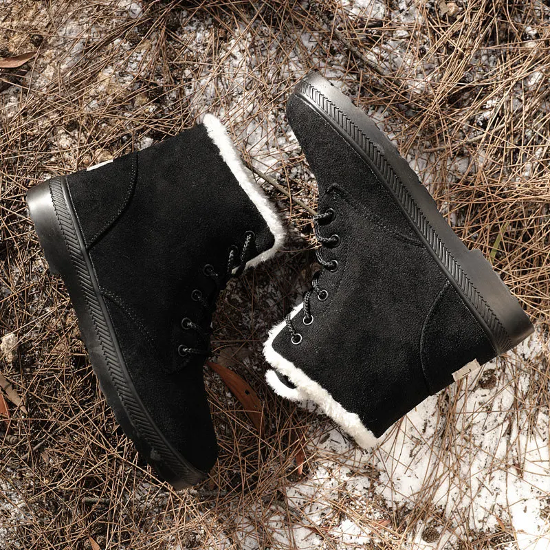 Brand Men Boots Winter Plush Snow Boots Men Shoes Fashion Couple Boots Ankle Flat Boots Male Cotton Shoes Warm Botas De Hombre