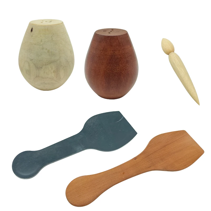 Pottery Spout Modifier Wooden Double-head Punch Mud Pat Wooden Eggs Teapot Crafts Modeling Repair Purple Clay Pot Making Tools