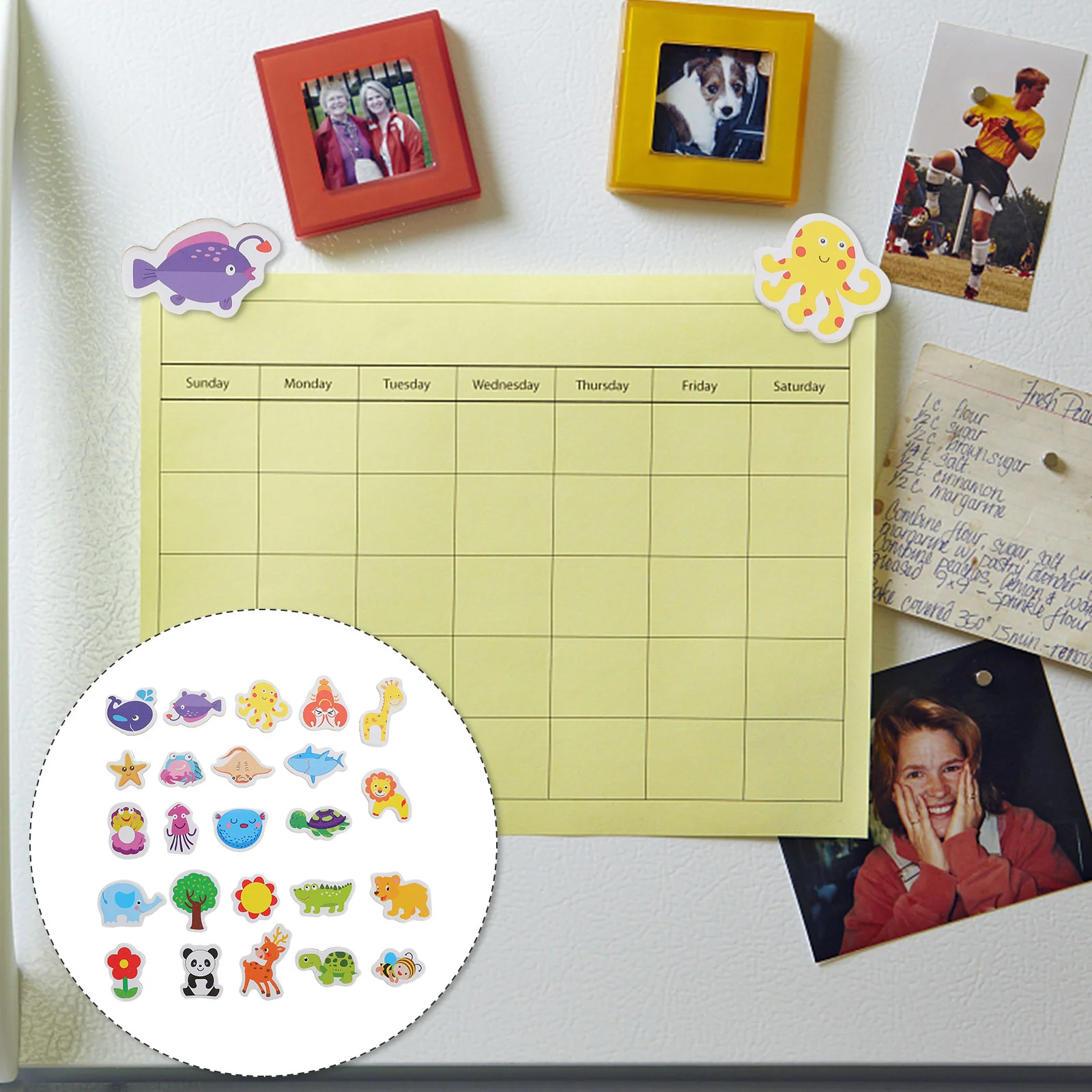 24 шт. деревянные Мультяшные наклейки на холодильник