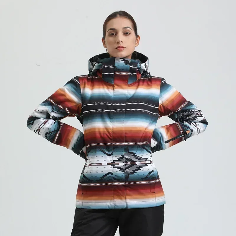 Winter New Warm Skiing Jackets Outdoor Windproof Waterproof Woman Hooded Zipper Ski Outerwear Sport Snow Print 2025 Female Coats