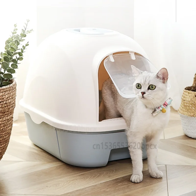 

Fully Enclosed Litter Box Front Opening Large Space Splash Proof Cat Toilet Deodorant Poop Box Pet Supplies Easy To Clean