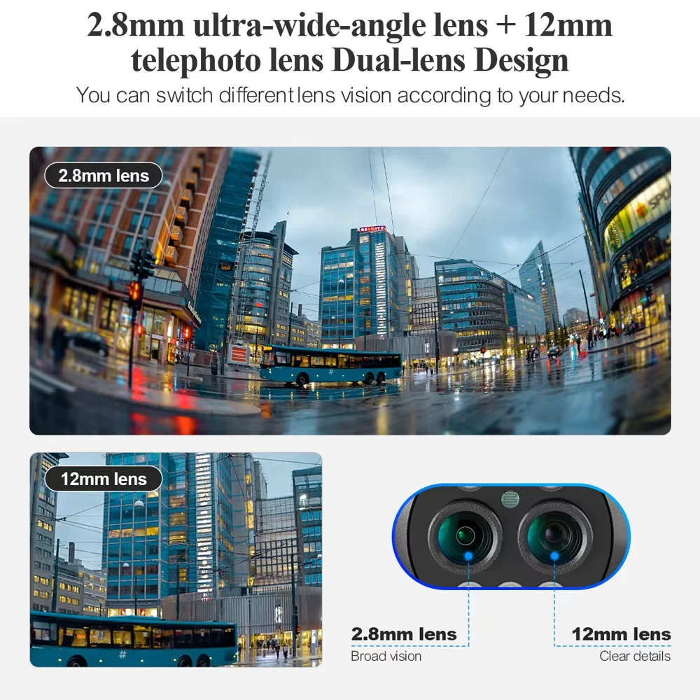 Techage HD 8MP 8X Zoom PTZ Беспроводная IP-камера с двумя объективами 2.8 мм 12 Функция