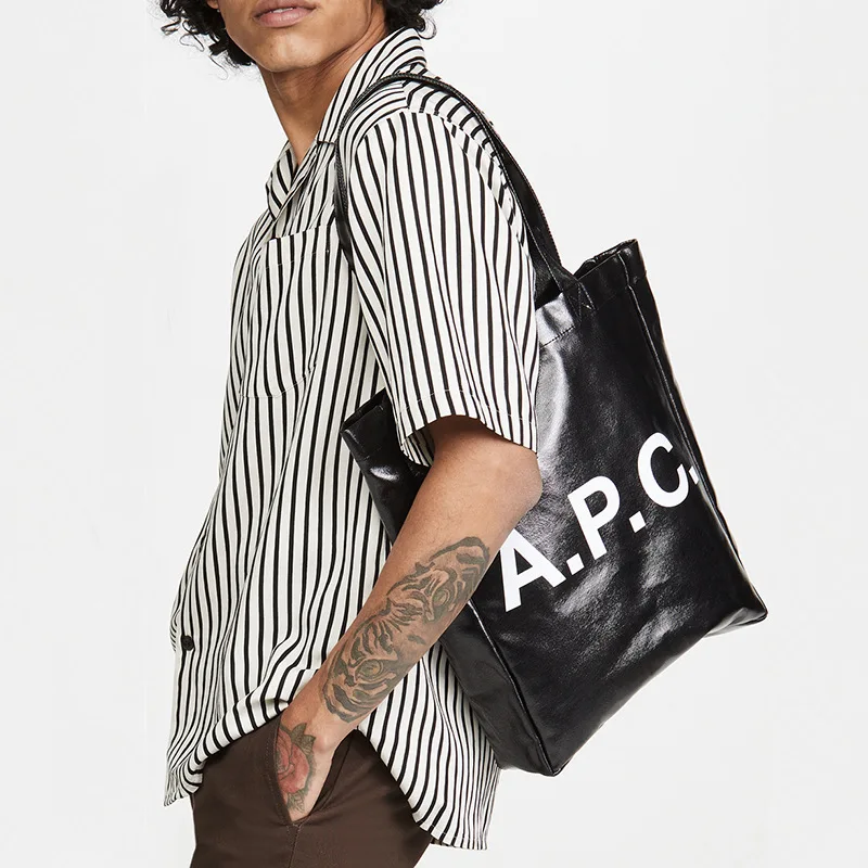 

New Fashion Brand Letter Logo Printing Coating Cotton Canvas Shopping Bag Portable Shoulder Bag