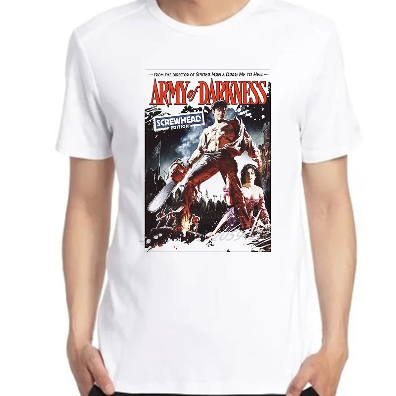 

Army Of Darkness Movie Cult 90s Classic graphic t shirts Short Sleeved T shirts Summer harajuku Streetwear Men's clothing