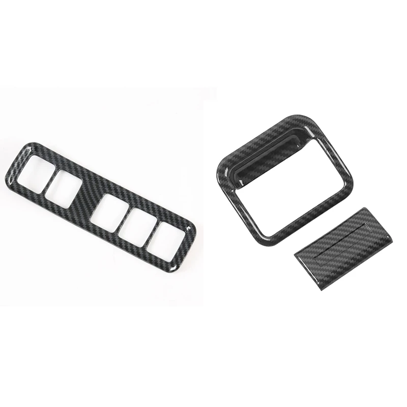 

for Nissan Navara NP300 2016-2021 Carbon Fibre Car Headlight Switch Button Cover & Copilot Glove Box Handle Bowl Cover