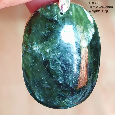 Натуральный зеленый серафинит, прямоугольный кулон, ожерелье для женщин и мужчин, ювелирные изделия из серафинита, подарок, модные овальные бусины AAAAAA