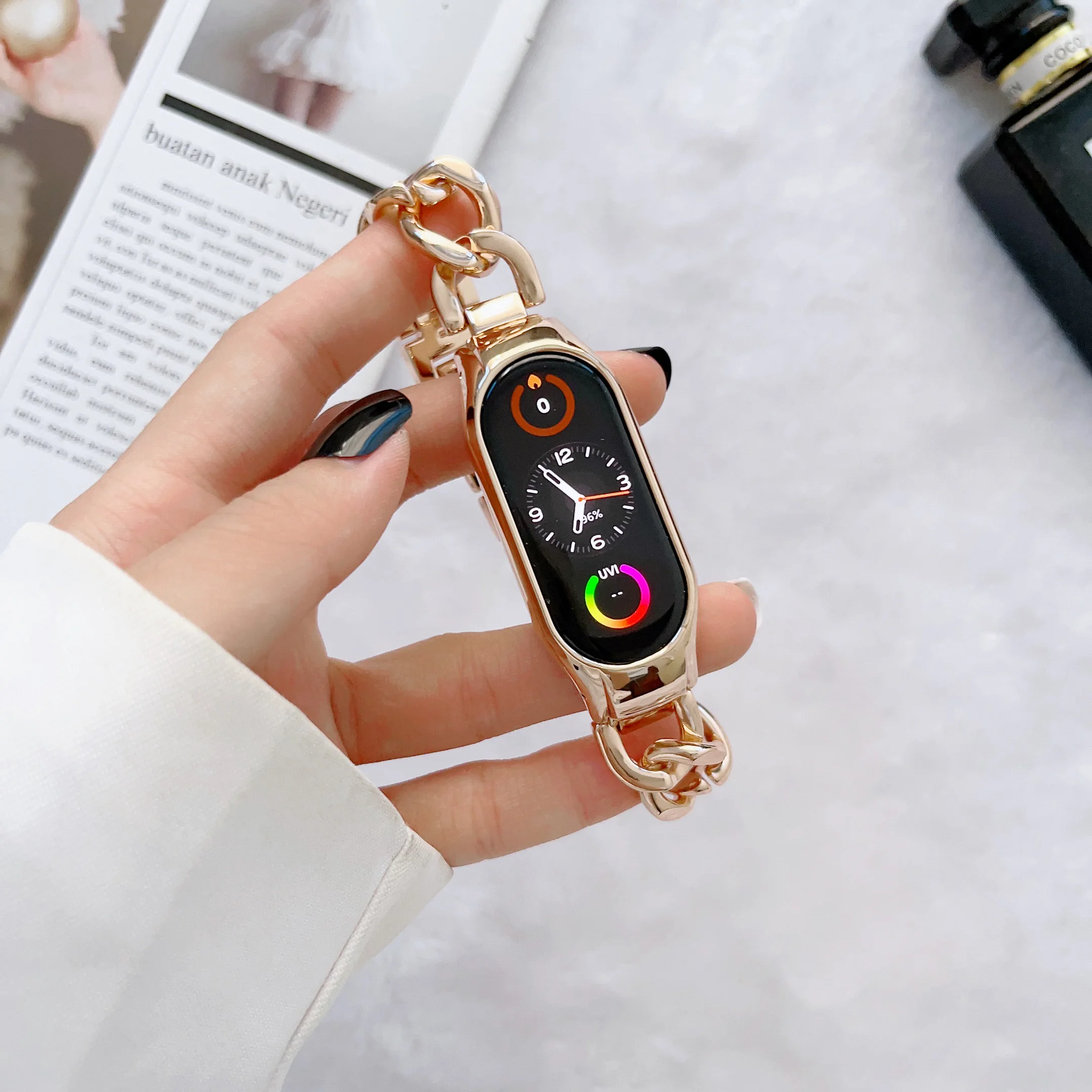 Фото Ремешок для Xiaomi Mi Band 7 6 5 4 3, металлический браслет из нержавеющей стали, замена для Mi 8 9 10, ремешок для Xiaomi Mi Band 4 3, Correa №5