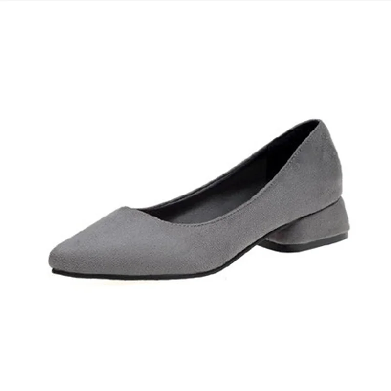 

Woman Shoes Low Cutter 27cm Flock Pumps Black Grey Point Toe Slip-On Wide Fit In Size EU50-33 Block Heels Stable Null Zapatos De