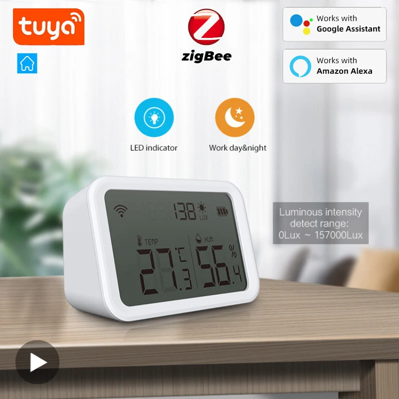 

Tuya WiFi ZigBee датчик температуры и влажности Умный домашний термометр термо-гигрометр для Alexa Google Assistant Smartlife