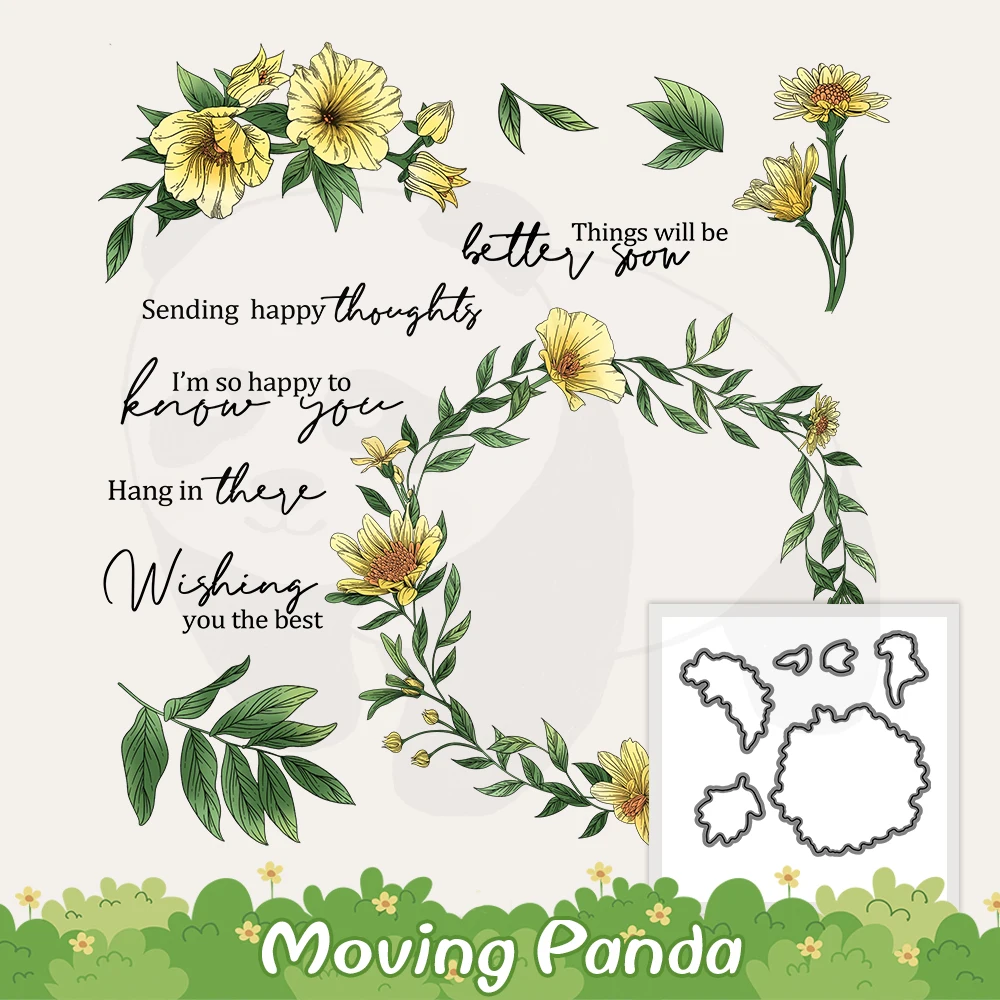 

Демисезонные штампы с цветущими цветами, цветочным венком, прозрачные штампы, сделай сам, скрапбукинг, металлические штампы, силиконовые шт...