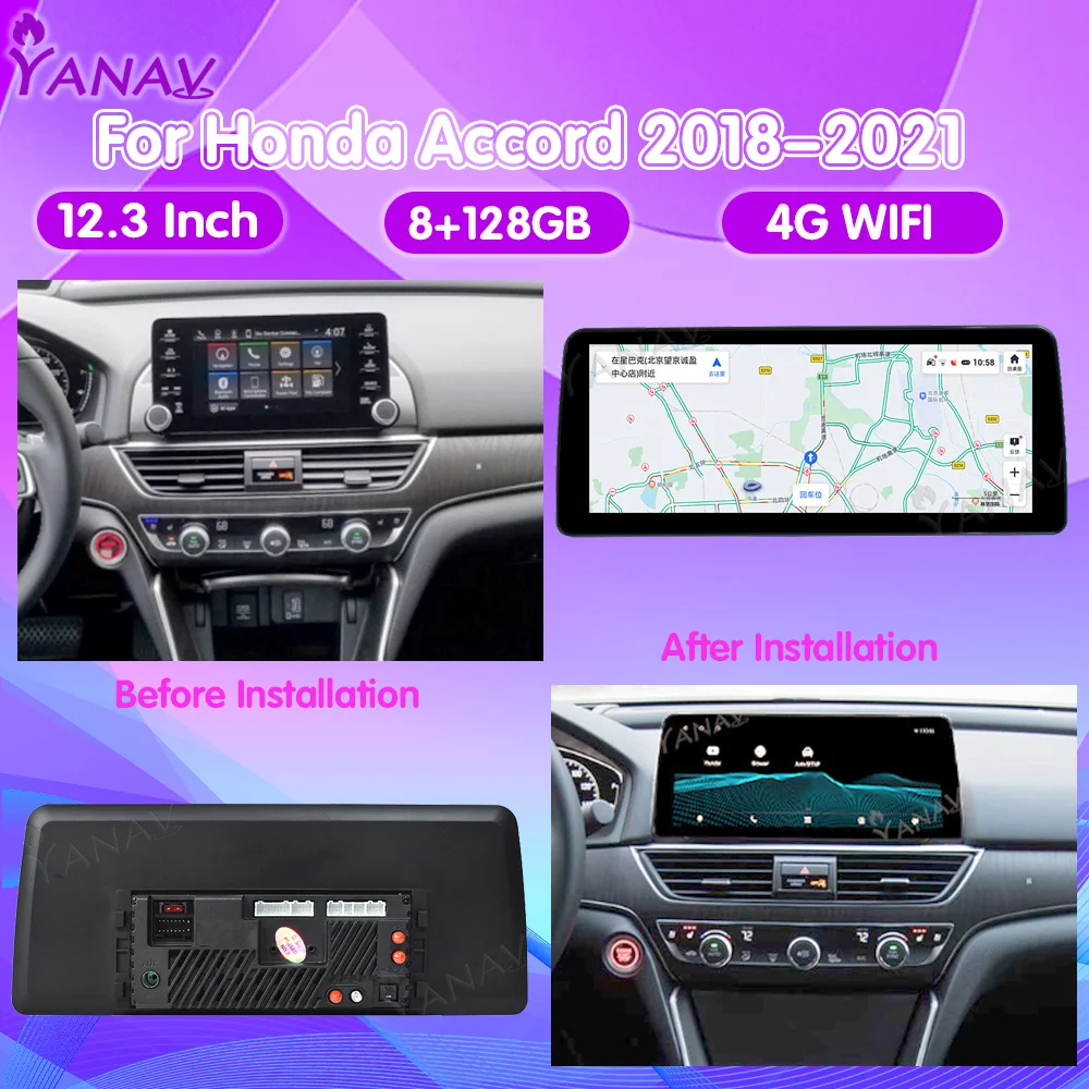 

Автомобильный мультимедийный плеер Android для Honda Accord 2018-2021, GPS-навигация, автомобильное радио, стерео, беспроводное Carplay, 4G, Wi-Fi, 2 Din