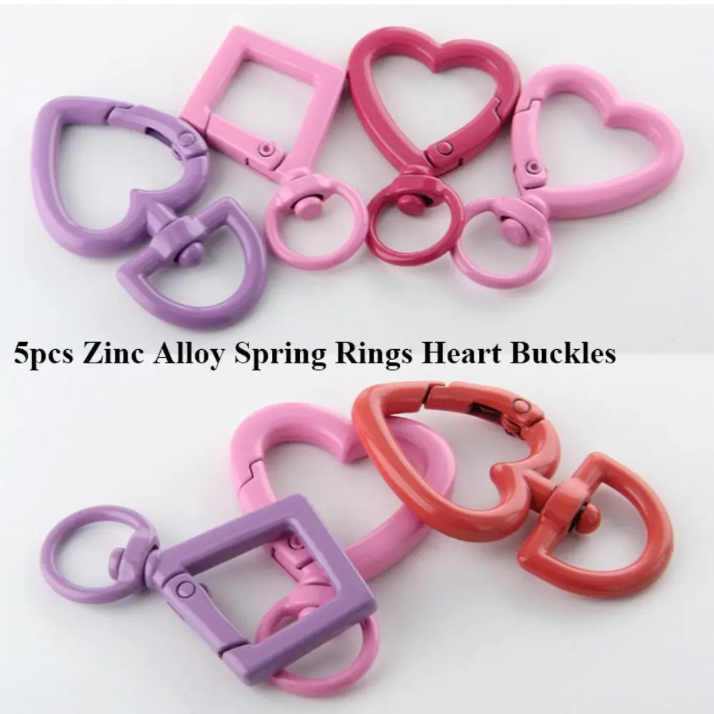 

5pcs Black Purses Handbags Carabiner Gold Spring Ring Buckles Square/Heart Buckles Clips Heart Style for Spring Ring Buckles