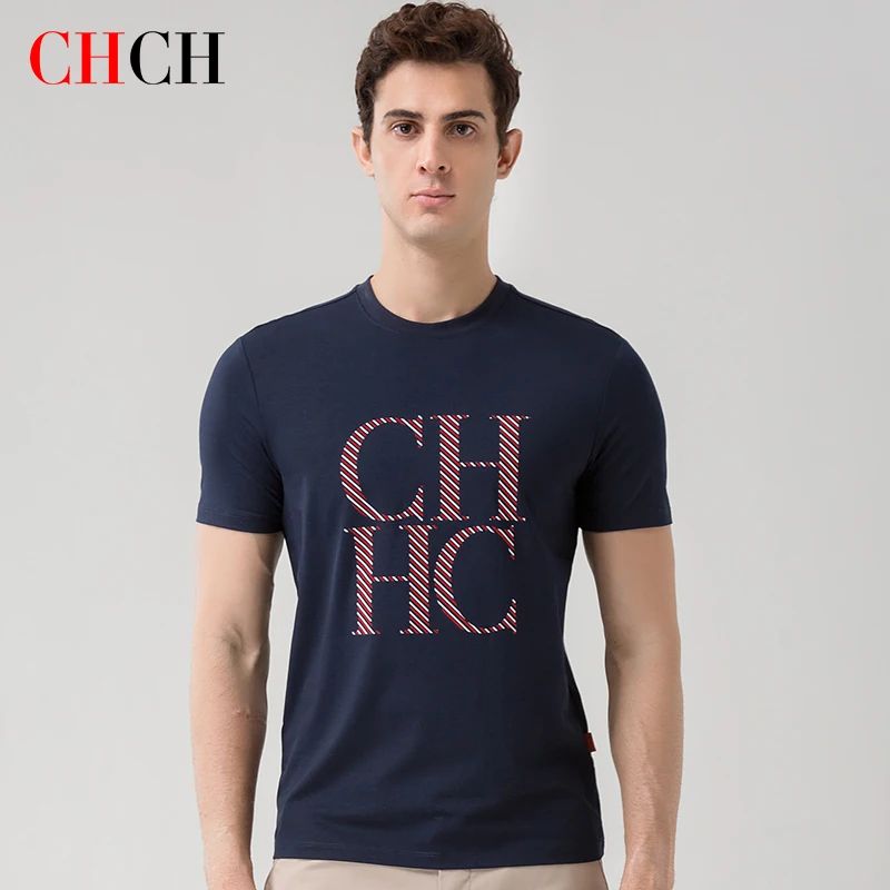 

CHCH Men t-shirt Short Sleeve Shirt Turn Leader Fashion Summer High Quality Printed Cotton Slim Fit Men's T-Shirts 27 Colors