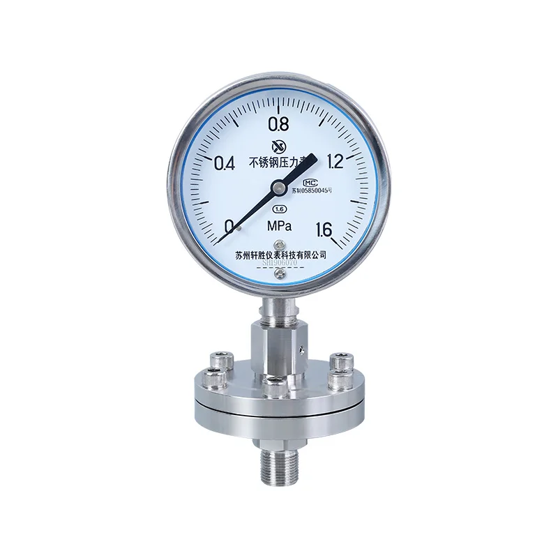 

YTP100BF-ML 1.6MPa all stainless steel diaphragm pressure gauge anti-corrosion and corrosion-resistant diaphragm pressure gauge