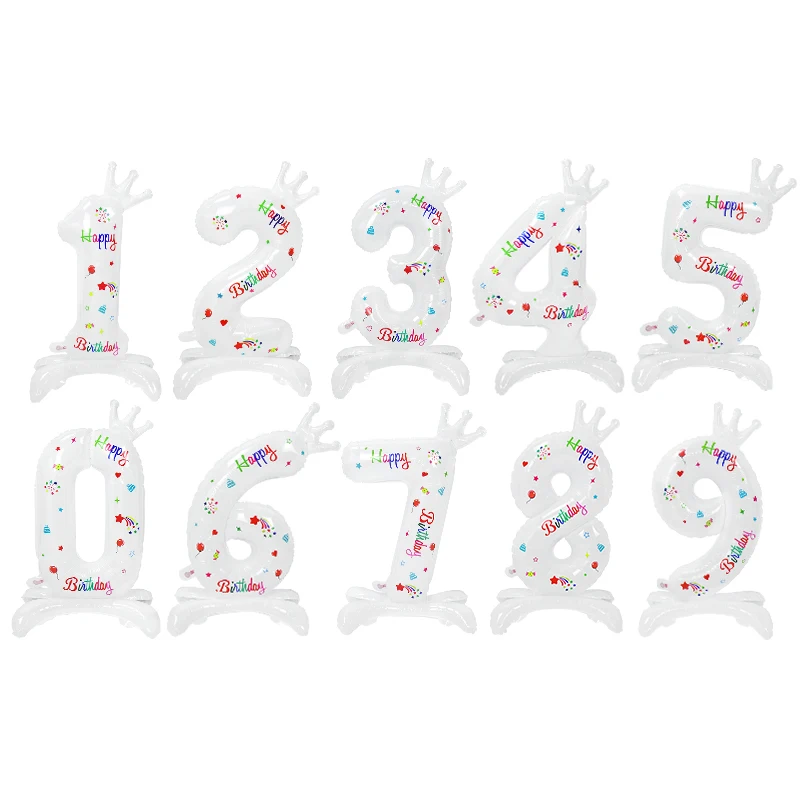 

32inch 0-9 White Number Balloon Kids 1st Happy Birthday Party Balloon Decoration Boy Boy Gift Baby Shower Supplies