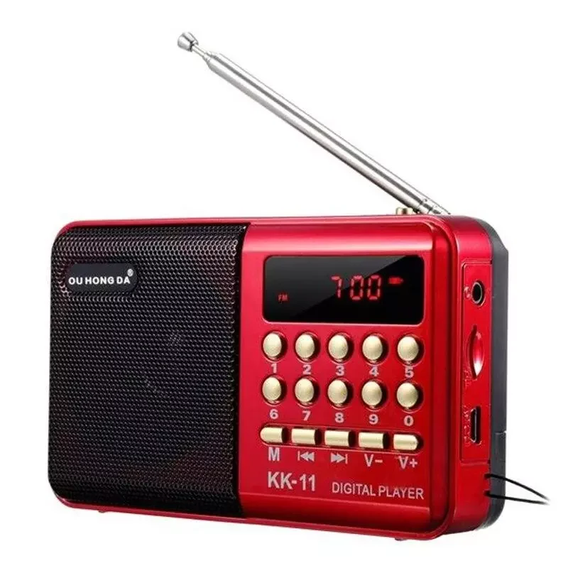 

K11 Mini Portable Handheld Radio Speakers Rechargeable Digital FM USB MP3 Player Speaker with Multifunctional Telescopic Antenna