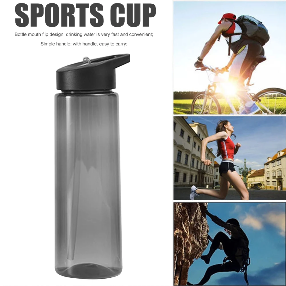 

500/750ml Plastic Straw Water Bottle Cup for Sports Travel Portable Leakproof Drinking Bottles Kettle with Handle